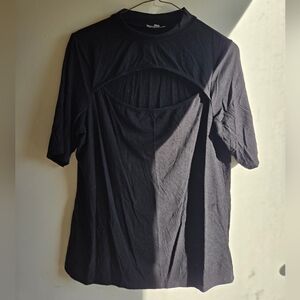 Reitmans Cutout Black Top Womens Size L